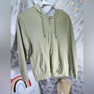 H&M Light Green Zip-Up Hoodie Sweater